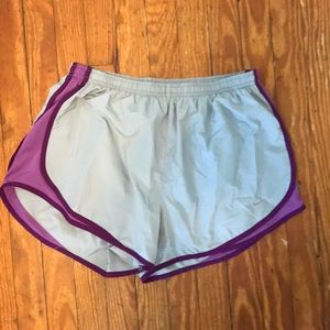 Gray and purple Nike shorts